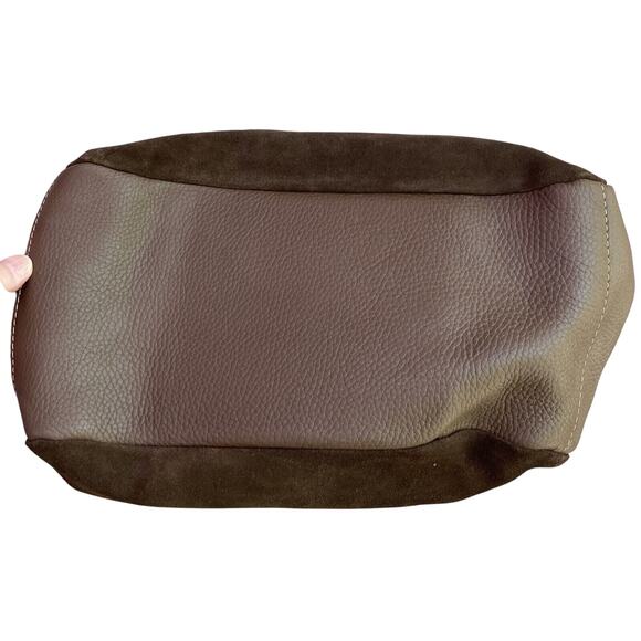 Vintage J Jill Brown Leather & Suede Boho Purse Grommet Cinch Boho Hobo Bag - Picture 4 of 8